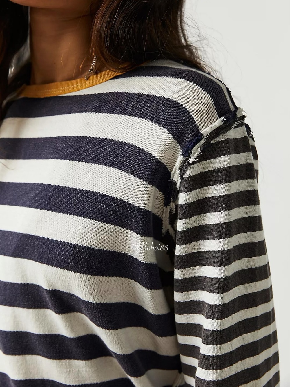 NWT Free People Sawyer Stripe Tee - Picture 3 of 13